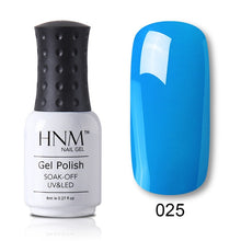 Load image into Gallery viewer, HNM 8ml Blue Red Pink Green Yellow Color Gel Nail Polish UV LED Lamp Semi Permanent Varnish Hybird Base Top Primer Manicure