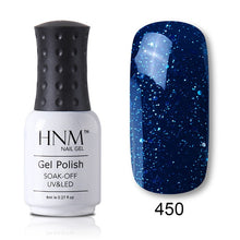 Load image into Gallery viewer, HNM 8ml Blue Red Pink Green Yellow Color Gel Nail Polish UV LED Lamp Semi Permanent Varnish Hybird Base Top Primer Manicure