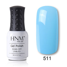 Load image into Gallery viewer, HNM 8ml Blue Red Pink Green Yellow Color Gel Nail Polish UV LED Lamp Semi Permanent Varnish Hybird Base Top Primer Manicure