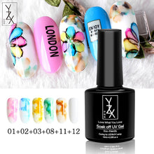 Load image into Gallery viewer, YZX 10ml Watercolor Paint Nail Art Blooming Liquid Smoke Marble Effect Special Varnish Gel DIY Ink Smudge Bubble Armor Lacquer